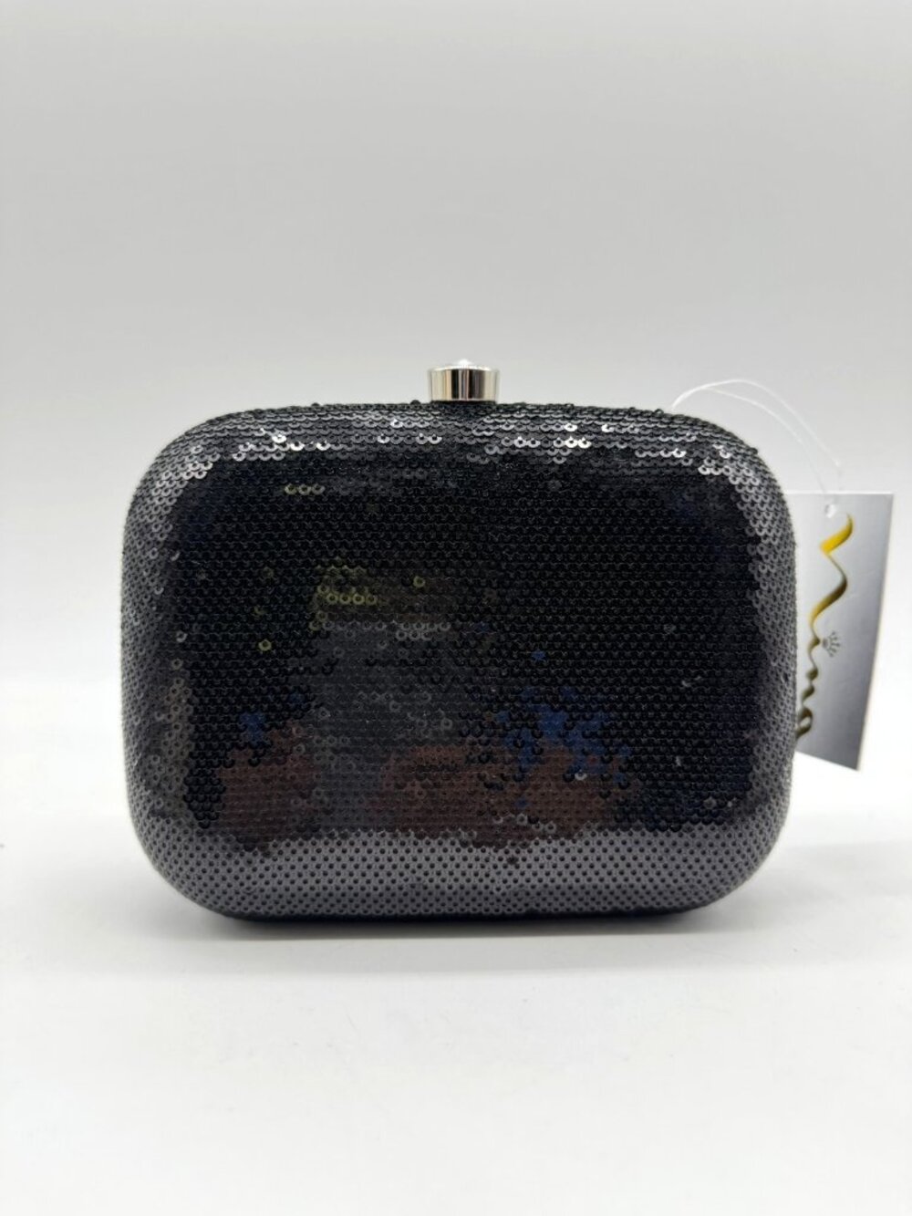 NINA Getty sequin minaudiere women's clutch evening purse - BLACK